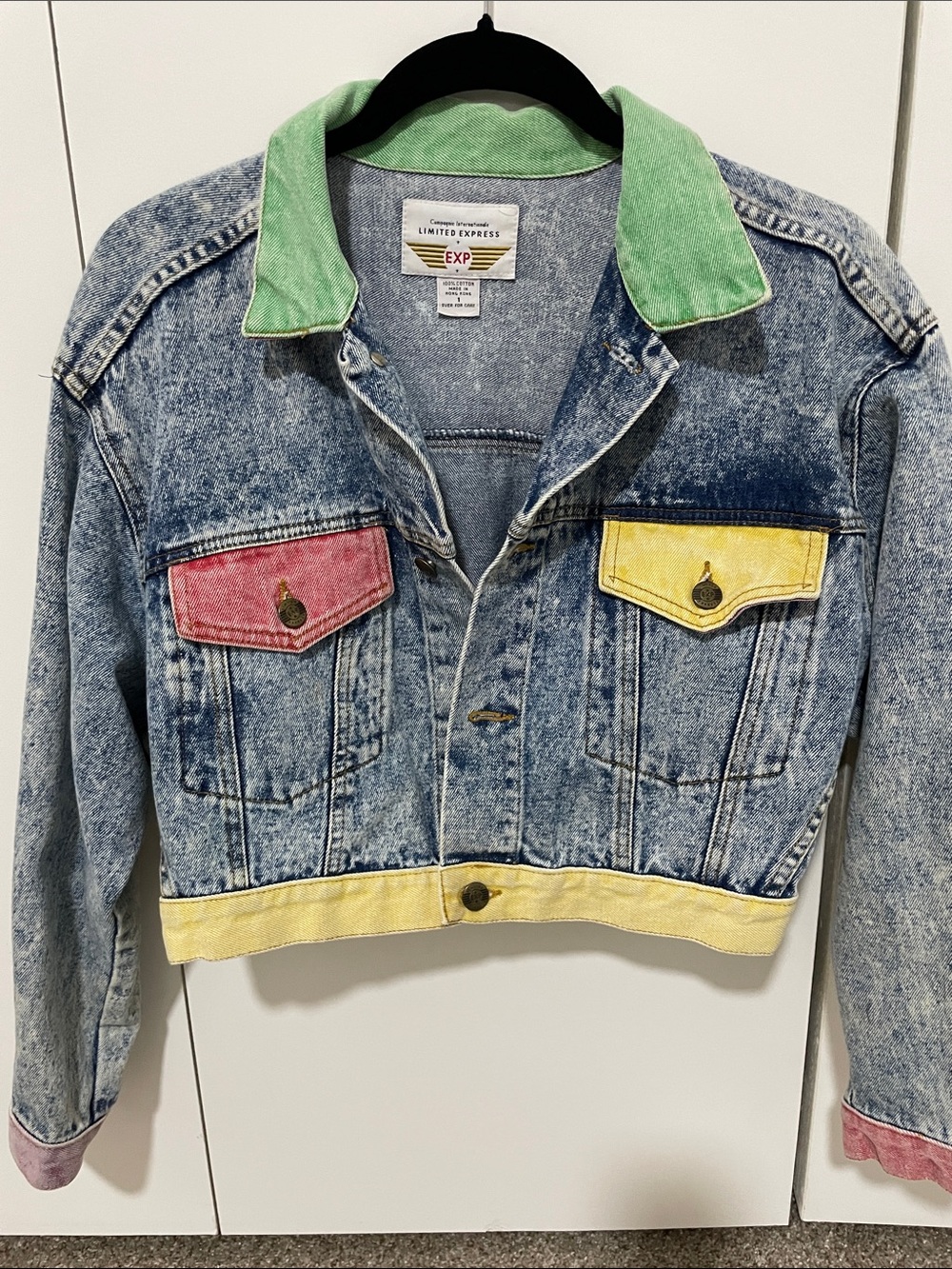 Vintage Limited Express 1980s Cropped Acid-Wash Denim Jacket Size 1